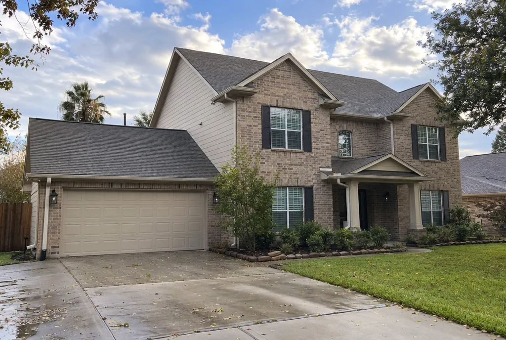 Sample image: the same house with a finished new shingle roof.